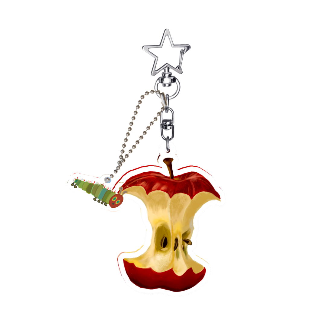 Hungry caterpillar with apple keychain 🍎