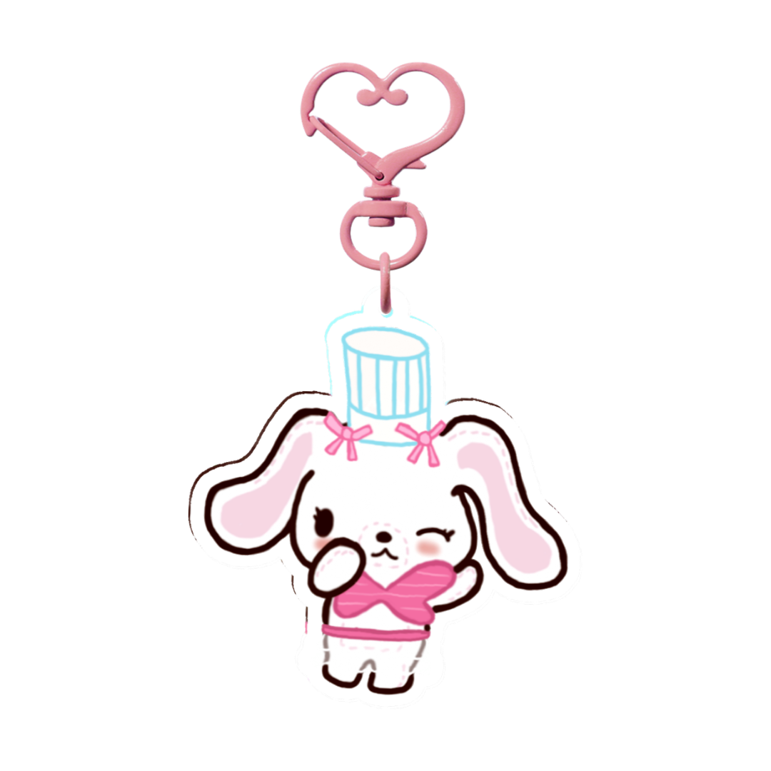Sugar bunny chef acrylic keychain (white) 🧑‍🍳