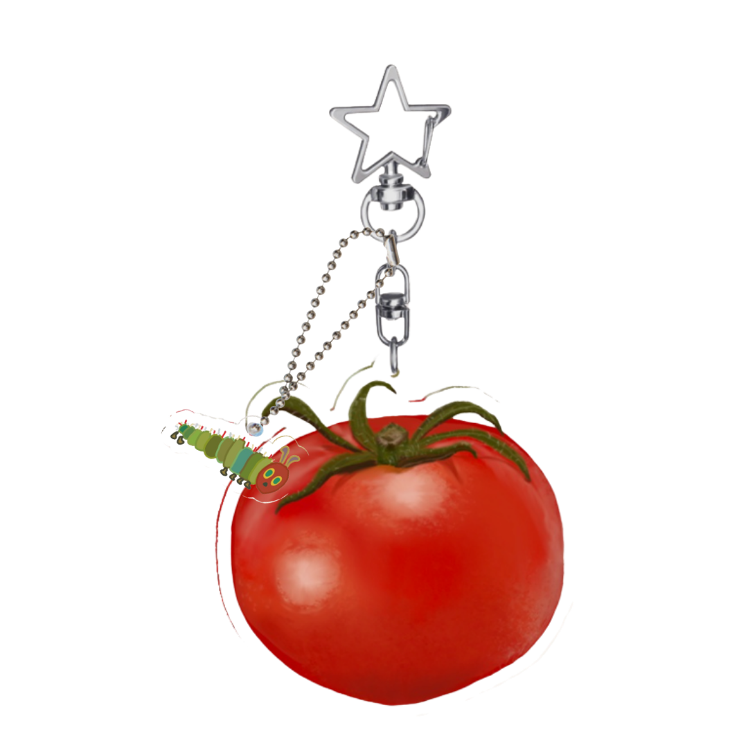 Hungry caterpillar with tomato keychain 🍅